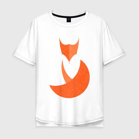Мужская футболка хлопок Oversize с принтом FOX в Екатеринбурге, 100% хлопок | свободный крой, круглый ворот, “спинка” длиннее передней части | Тематика изображения на принте: fox | геометрия | животное | круги | лапы | лис | лиса | минимализм | хвост