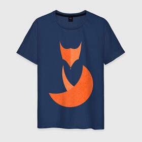Мужская футболка хлопок с принтом FOX в Екатеринбурге, 100% хлопок | прямой крой, круглый вырез горловины, длина до линии бедер, слегка спущенное плечо. | fox | геометрия | животное | круги | лапы | лис | лиса | минимализм | хвост