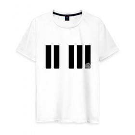 Мужская футболка хлопок с принтом Отпечаток на клавише в Екатеринбурге, 100% хлопок | прямой крой, круглый вырез горловины, длина до линии бедер, слегка спущенное плечо. | геометрия | клавиша | минимализм | отпечаток | палец | пианино | синтезатор