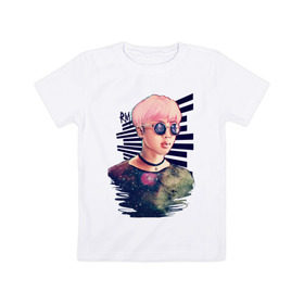Детская футболка хлопок с принтом BTS RM в Екатеринбурге, 100% хлопок | круглый вырез горловины, полуприлегающий силуэт, длина до линии бедер | k pop | rap monster. | rm | аниме | ким | корея | музыка