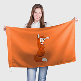 Флаг 3D с принтом Барышня Лиса в Екатеринбурге, 100% полиэстер | плотность ткани — 95 г/м2, размер — 67 х 109 см. Принт наносится с одной стороны | fox | foxes | girl | hoody | барышня | девочка | девушка | женщина | лис | лиса | лисица | лисицы | лисой | лисы | оранжевый | толстовка | худи
