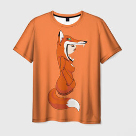 Мужская футболка 3D с принтом Барышня Лиса в Екатеринбурге, 100% полиэфир | прямой крой, круглый вырез горловины, длина до линии бедер | fox | foxes | girl | hoody | барышня | девочка | девушка | женщина | лис | лиса | лисица | лисицы | лисой | лисы | оранжевый | толстовка | худи