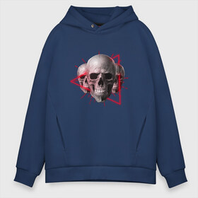 Мужское худи Oversize хлопок с принтом Skulls в Екатеринбурге, френч-терри — 70% хлопок, 30% полиэстер. Мягкий теплый начес внутри —100% хлопок | боковые карманы, эластичные манжеты и нижняя кромка, капюшон на магнитной кнопке | abstraction | agression | evil | figure | geometry | hard | red | skeleton | skull | triangle | абстракция | агрессия | геометрия | грубый | дерзкий | красный | треугольник | фигура | череп