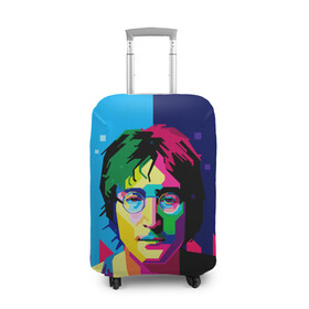 Чехол для чемодана 3D с принтом Джон Леннон  в Екатеринбурге, 86% полиэфир, 14% спандекс | двустороннее нанесение принта, прорези для ручек и колес | the beatles | битлз | британия | джон леннон | леннон | мир | очки | рок | рок н ролл | хиппи