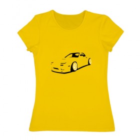 Женская футболка хлопок с принтом RX7 в Екатеринбурге, 100% хлопок | прямой крой, круглый вырез горловины, длина до линии бедер, слегка спущенное плечо | car | mazda | rx7 | автомобиль | мазда | машина | минимализм | спорткар | тени
