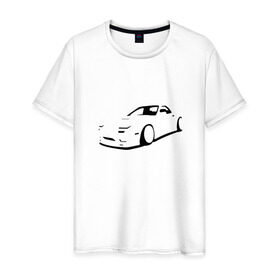 Мужская футболка хлопок с принтом RX7 в Екатеринбурге, 100% хлопок | прямой крой, круглый вырез горловины, длина до линии бедер, слегка спущенное плечо. | car | mazda | rx7 | автомобиль | мазда | машина | минимализм | спорткар | тени