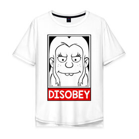 Мужская футболка хлопок Oversize с принтом Disobey в Екатеринбурге, 100% хлопок | свободный крой, круглый ворот, “спинка” длиннее передней части | disenchantment | elfo | мэтт гроунинг | разочарование | тролль | элфо | эльф
