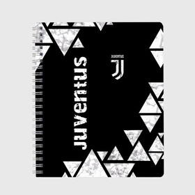 Тетрадь с принтом Juventus Black and White в Екатеринбурге, 100% бумага | 48 листов, плотность листов — 60 г/м2, плотность картонной обложки — 250 г/м2. Листы скреплены сбоку удобной пружинной спиралью. Уголки страниц и обложки скругленные. Цвет линий — светло-серый
 | Тематика изображения на принте: club | football | juventus | белый | италия | клуб | форма | черный | ювентус