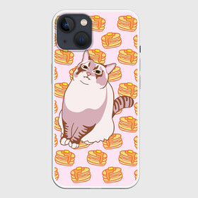 Чехол для iPhone 13 с принтом Блины в Екатеринбурге,  |  | Тематика изображения на принте: cat | fat | internet | meme | pancakes | блины | интернет | кот | лупс | мем