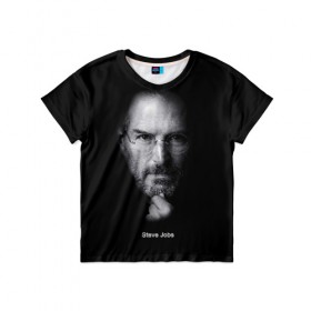 Детская футболка 3D с принтом Steve Jobs в Екатеринбурге, 100% гипоаллергенный полиэфир | прямой крой, круглый вырез горловины, длина до линии бедер, чуть спущенное плечо, ткань немного тянется | iphone | steve jobs | стив джобс | эппл