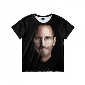 Детская футболка 3D с принтом Стив Джобс в Екатеринбурге, 100% гипоаллергенный полиэфир | прямой крой, круглый вырез горловины, длина до линии бедер, чуть спущенное плечо, ткань немного тянется | iphone | steve jobs | стив джобс | эппл