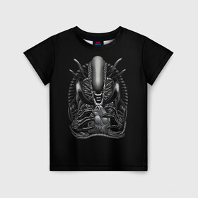 Детская футболка 3D с принтом Чужой и Его Прелесть в Екатеринбурге, 100% гипоаллергенный полиэфир | прямой крой, круглый вырез горловины, длина до линии бедер, чуть спущенное плечо, ткань немного тянется | alien | aliens | horror | predator | ufo | инопланетяне | инопланетянин | нло | пришелец | пришельцы | ужасы | фантастика | хищник | чужой