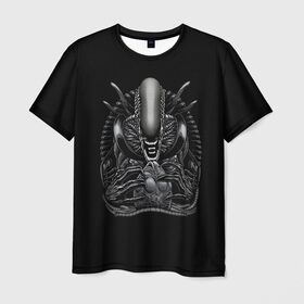 Мужская футболка 3D с принтом Чужой и Его Прелесть в Екатеринбурге, 100% полиэфир | прямой крой, круглый вырез горловины, длина до линии бедер | alien | aliens | horror | predator | ufo | инопланетяне | инопланетянин | нло | пришелец | пришельцы | ужасы | фантастика | хищник | чужой