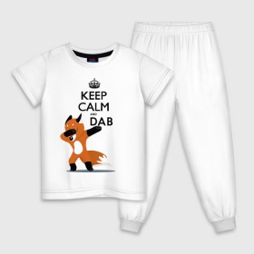 Детская пижама хлопок с принтом Dab лиса в Екатеринбурге, 100% хлопок |  брюки и футболка прямого кроя, без карманов, на брюках мягкая резинка на поясе и по низу штанин
 | Тематика изображения на принте: fox | keep calm | даб | дэб | лис | лиса