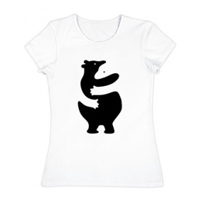 Женская футболка хлопок с принтом Мишки-Обнимашки в Екатеринбурге, 100% хлопок | прямой крой, круглый вырез горловины, длина до линии бедер, слегка спущенное плечо | bear | лапочка | медведи | милота | мимими | мишка