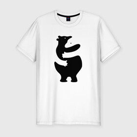 Мужская футболка хлопок Slim с принтом Мишки-Обнимашки в Екатеринбурге, 92% хлопок, 8% лайкра | приталенный силуэт, круглый вырез ворота, длина до линии бедра, короткий рукав | Тематика изображения на принте: bear | лапочка | медведи | милота | мимими | мишка
