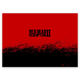 Поздравительная открытка с принтом RED DEAD REDEMPTION 2 в Екатеринбурге, 100% бумага | плотность бумаги 280 г/м2, матовая, на обратной стороне линовка и место для марки
 | gamer | gun | logo | play | player | rdr2 | red dead redemption 2 | rockstar | western | вестерн | ковбои | компьютерные игры 2019 | криминал | лого | рокстар
