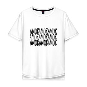 Мужская футболка хлопок Oversize с принтом Amor Amor Amor в Екатеринбурге, 100% хлопок | свободный крой, круглый ворот, “спинка” длиннее передней части | Тематика изображения на принте: егор крид | любовь | надпись | тату | холостяк