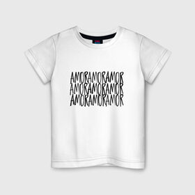 Детская футболка хлопок с принтом Amor Amor Amor в Екатеринбурге, 100% хлопок | круглый вырез горловины, полуприлегающий силуэт, длина до линии бедер | Тематика изображения на принте: егор крид | любовь | надпись | тату | холостяк