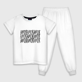 Детская пижама хлопок с принтом Amor Amor Amor в Екатеринбурге, 100% хлопок |  брюки и футболка прямого кроя, без карманов, на брюках мягкая резинка на поясе и по низу штанин
 | егор крид | любовь | надпись | тату | холостяк