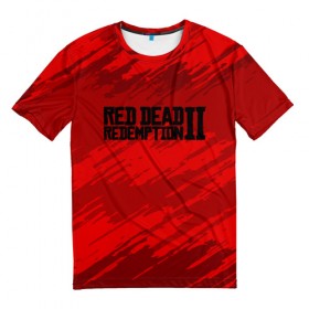 Мужская футболка 3D с принтом RED DEAD REDEMPTION 2 в Екатеринбурге, 100% полиэфир | прямой крой, круглый вырез горловины, длина до линии бедер | gamer | gun | logo | play | player | rdr2 | red dead redemption 2 | rockstar | western | вестерн | ковбои | компьютерные игры 2019 | криминал | лого | рокстар