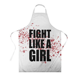 Фартук 3D с принтом Fight like a girl в Екатеринбурге, 100% полиэстер | общий размер — 65 х 85 см, ширина нагрудника — 26 см, горловина — 53 см, длина завязок — 54 см, общий обхват в поясе — 173 см. Принт на завязках и на горловине наносится с двух сторон, на основной части фартука — только с внешней стороны | 