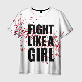 Мужская футболка 3D с принтом Fight like a girl в Екатеринбурге, 100% полиэфир | прямой крой, круглый вырез горловины, длина до линии бедер | Тематика изображения на принте: 