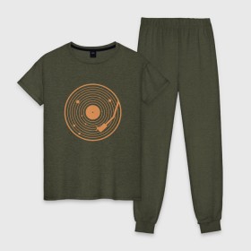 Женская пижама хлопок с принтом Солнечная пластинка в Екатеринбурге, 100% хлопок | брюки и футболка прямого кроя, без карманов, на брюках мягкая резинка на поясе и по низу штанин | венера | геометрия | звук | земля | игла | кольца | круги | марс | меркурий | минимализм | планеты | пластинка | сатурн | солнечная пластинка | солнечная система | солнце | уран | юпитер