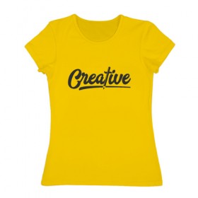 Женская футболка хлопок с принтом Creative в Екатеринбурге, 100% хлопок | прямой крой, круглый вырез горловины, длина до линии бедер, слегка спущенное плечо | 