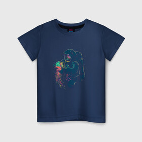 Детская футболка хлопок с принтом Космическая медуза в Екатеринбурге, 100% хлопок | круглый вырез горловины, полуприлегающий силуэт, длина до линии бедер | Тематика изображения на принте: астронавт | космонавт | космос | краски | медуза | невесомость | свет. отражение. тело | скафандр | фантастика | цвета | чудеса