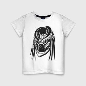 Детская футболка хлопок с принтом Хищник в Екатеринбурге, 100% хлопок | круглый вырез горловины, полуприлегающий силуэт, длина до линии бедер | prediator | голова | дреды | инопланетяне | пришельцы | ужасы | фантастика | фильм | хищник