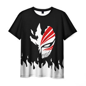 Мужская футболка 3D с принтом BLEACH (НА СПИНЕ) в Екатеринбурге, 100% полиэфир | прямой крой, круглый вырез горловины, длина до линии бедер | anime | bleach | fire | form | heroes | ichigo | manga | аниме | блич | броня | герои | ичиго | костюм | манга | огонь