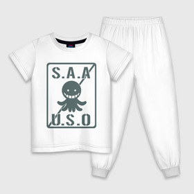 Детская пижама хлопок с принтом Ansatsu Kyoushitsu S.A.A.U.S.O в Екатеринбурге, 100% хлопок |  брюки и футболка прямого кроя, без карманов, на брюках мягкая резинка на поясе и по низу штанин
 | koro sensei | коро сэнсэй