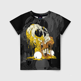 Детская футболка 3D с принтом Simpsons Halloween в Екатеринбурге, 100% гипоаллергенный полиэфир | прямой крой, круглый вырез горловины, длина до линии бедер, чуть спущенное плечо, ткань немного тянется | Тематика изображения на принте: аниме | брызги | вымышленный | высший | голова | жидкий | зомби | ирландия | капли | кости | крутой | мертвец | мода | молодёжный | мультфильм | персонаж | подарок | праздник | сериал | симпсоны | скелет