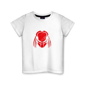 Детская футболка хлопок с принтом Predator в Екатеринбурге, 100% хлопок | круглый вырез горловины, полуприлегающий силуэт, длина до линии бедер | 90 е | film | logo | predator | red | алфи аллен | красный | лицо | маска | оливия манн | предатор | фильм | хищник | шейн блэк