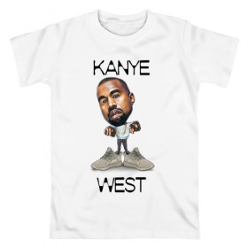 Мужская футболка хлопок с принтом Kanye West в Екатеринбурге, 100% хлопок | прямой крой, круглый вырез горловины, длина до линии бедер, слегка спущенное плечо. | kanye west | music | rap | yeezus | кэнье | музыка | рэп