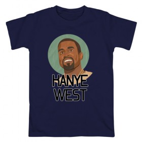 Мужская футболка хлопок с принтом Kanye West в Екатеринбурге, 100% хлопок | прямой крой, круглый вырез горловины, длина до линии бедер, слегка спущенное плечо. | 