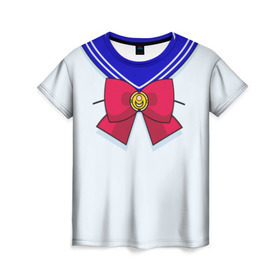 Женская футболка 3D с принтом Матроска в Екатеринбурге, 100% полиэфир ( синтетическое хлопкоподобное полотно) | прямой крой, круглый вырез горловины, длина до линии бедер | sailor moon | костюм | луна | сейлор мун | сейлормун