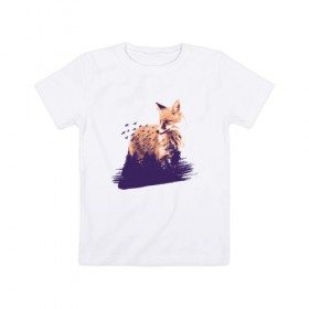 Детская футболка хлопок с принтом Лиса в Екатеринбурге, 100% хлопок | круглый вырез горловины, полуприлегающий силуэт, длина до линии бедер | fox | foxy | абстракция | женская | женские | лес | лис | лиса | лисичка | отдых | природа
