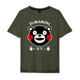 Мужская футболка хлопок Oversize с принтом KUMAMON в Екатеринбурге, 100% хлопок | свободный крой, круглый ворот, “спинка” длиннее передней части | japanese | kumamon | kumamoto | аниме | игрушка | кумамон | кумамото сапурайдзу | персонаж | талисман | япония