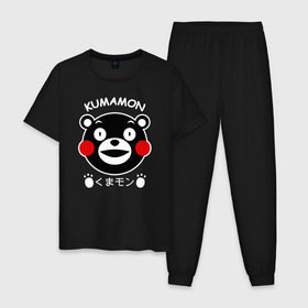 Мужская пижама хлопок с принтом KUMAMON в Екатеринбурге, 100% хлопок | брюки и футболка прямого кроя, без карманов, на брюках мягкая резинка на поясе и по низу штанин
 | japanese | kumamon | kumamoto | аниме | игрушка | кумамон | кумамото сапурайдзу | персонаж | талисман | япония