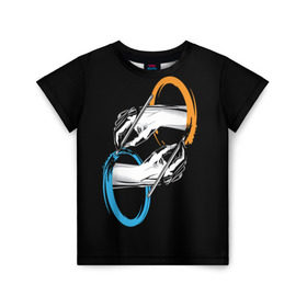 Детская футболка 3D с принтом Portal в Екатеринбурге, 100% гипоаллергенный полиэфир | прямой крой, круглый вырез горловины, длина до линии бедер, чуть спущенное плечо, ткань немного тянется | Тематика изображения на принте: portal | портал