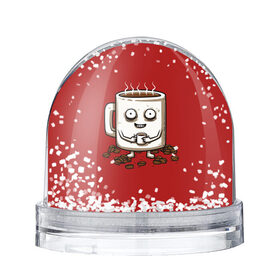 Снежный шар с принтом Кофеёчек в Екатеринбурге, Пластик | Изображение внутри шара печатается на глянцевой фотобумаге с двух сторон | coffee | cup | food | mug | горячо | еда | кофе | кофеман | кофий | красный | крепкий | кружка | напиток | черный