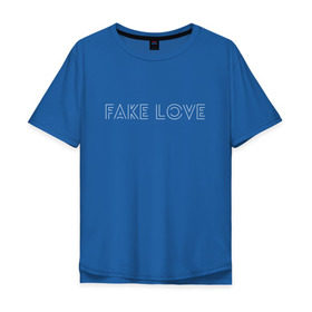 Мужская футболка хлопок Oversize с принтом FAKE LOVE BTS в Екатеринбурге, 100% хлопок | свободный крой, круглый ворот, “спинка” длиннее передней части | bangtan boys | beyond the scene | bts | fake love | k pop | music | арэм | ви | джей хоуп | джин | музыка | сюга | чимин | чонгук