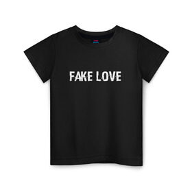 Детская футболка хлопок с принтом FAKE LOVE в Екатеринбурге, 100% хлопок | круглый вырез горловины, полуприлегающий силуэт, длина до линии бедер | bangtan boys | beyond the scene | bts | fake love | k pop | music | арэм | ви | джей хоуп | джин | музыка | сюга | чимин | чонгук