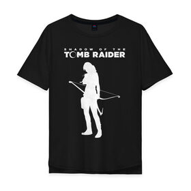 Мужская футболка хлопок Oversize с принтом Tomb Raider LOGO в Екатеринбурге, 100% хлопок | свободный крой, круглый ворот, “спинка” длиннее передней части | воительница | женщина | игра | крофт | лара | персонаж