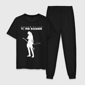 Мужская пижама хлопок с принтом Tomb Raider LOGO в Екатеринбурге, 100% хлопок | брюки и футболка прямого кроя, без карманов, на брюках мягкая резинка на поясе и по низу штанин
 | Тематика изображения на принте: воительница | женщина | игра | крофт | лара | персонаж