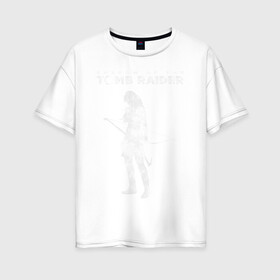 Женская футболка хлопок Oversize с принтом Tomb Raider LOGO в Екатеринбурге, 100% хлопок | свободный крой, круглый ворот, спущенный рукав, длина до линии бедер
 | воительница | женщина | игра | крофт | лара | персонаж