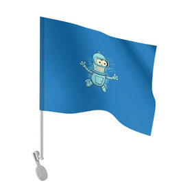 Флаг для автомобиля с принтом Bender Nevermind в Екатеринбурге, 100% полиэстер | Размер: 30*21 см | bender | futurama | mult | nevermind | nirvana | simpsons | zoidberg | бендер | зойдберг | мульт | мультик | мультфильм | симпсоны | футурама
