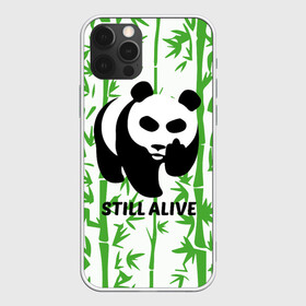 Чехол для iPhone 12 Pro с принтом Still Alive в Екатеринбурге, силикон | область печати: задняя сторона чехла, без боковых панелей | Тематика изображения на принте: alive | bamboo | green | greenpeace | panga | peace | still | бамбук | грин | гринпис | живая | живой | зеленый | мир | панда | панды | пис